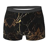 3D Stylish Gold Marbling Texture Print Men's Boxer Briefs Trunks Underwear Soft Comfortable Bamboo Viscose