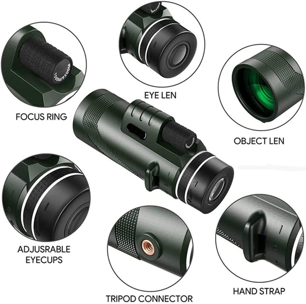 Monocular Telescope, 80x100 HD Monocular Telescope for Adult, Monocular with BAK4 Prism & FMC Lens, Monocular with Smartphone Adapter Suitable for Bird Watching Hunting Hiking and Traveling