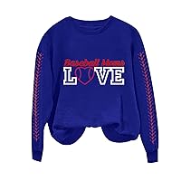 Baseball Mom Sweatshirt for Women 2024 Graphic Print Long Sleeve Sports Shirts Casual Fashion Blouse Soft Pullover Tops