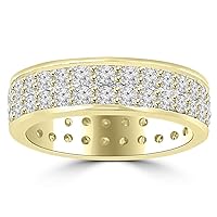 3.40 ct Men's Round Cut Diamond Eternity Wedding Band Ring In 14 kt Yellow Gold