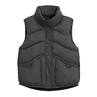 Stand Collar Quilted Puffer Vest for Women Sleeveless Lightweight Padded Vests Warm Winter Casual Jacket Waistcoat