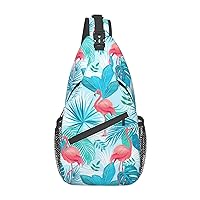 Beach Vacation Summer Flamingo Sling Backpack Crossbody Shoulder Bag Travel Hiking Daypack Gifts