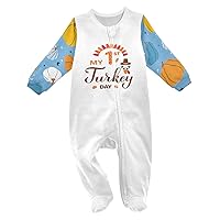 Baby One-Piece Rompers, Newborn To Infant Romper Footies, My First Thanksgiving Day Blue