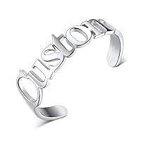Custom4U Personalized Name Rings/Monogram Initial Ring Engraved,Gold Plated/Sterling Silver/Stainless Steel,Size Adjustable Custom Memorial Jewelry Birthday Mothers Day Gifts for Women Girls