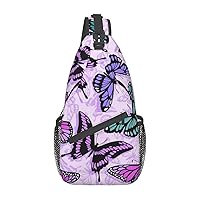 Cross Chest Bag Colorful Butterfly Printed Crossbody Sling Backpack Casual Travel Bag For Unisex