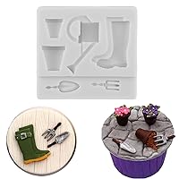 Gardening Tools Fondant Mold Kettle Flower Pot Rain Boots Silicone Molds For Cake Decorating Cupcake Topper Candy Chocolate Gum Paste Polymer Clay Set Of 1