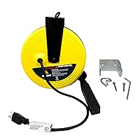 25ft Retractable Extension Cord Reel with 3 Electrical Outlets, 16AWG/3C SJT Power Cord for Indoor & Outdoor Use, UL Listed