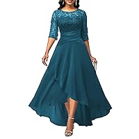 Tea Length Mother of The Bride Dresses with Sleeves for Wedding Plus Size Mother of Groom Dress Wedding Guest Gown