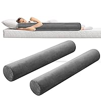 2 Pcs 47 x 7.48 in Long Bolster Round Body Pillow with Removable Washable Cover Memory Foam Roll Pillow Cylinder Bolsters for Back, Neck, Leg, Cervical Relief for Hugging Sleeping (Gray)