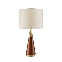 INK+IVY Chrislie Gold White Mid Century Modern Table Lamp , Contemporary Metal Wood Table Lamps for Bedrooms , 13.5