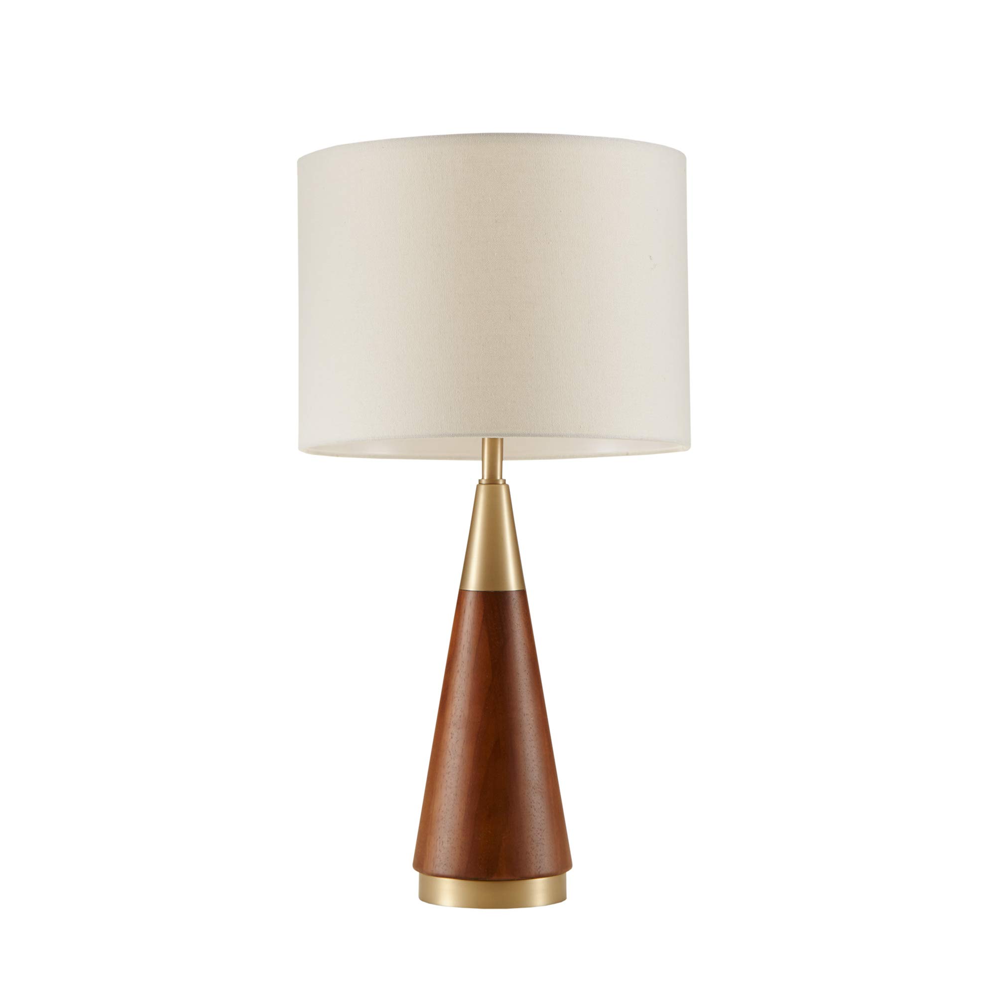 INK+IVY Chrislie Gold White Mid Century Modern Table Lamp , Contemporary Metal Wood Table Lamps for Bedrooms , 13.5