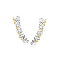 RS Pure by Ross-Simons 0.25 ct. t.w. Diamond Heart Ear Climbers in 14kt Yellow Gold