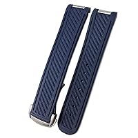 Watch Band for Omega 300 AT150 DE Ville SPEEDMASTER Soft Silicone Rubber Watch Strap Watch Accessories Watch Bracelet (Color : Blue, Size : 20MM-Gold)
