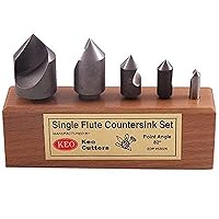 KEO 50058 Cobalt Steel Single-End Countersink Set, Uncoated (Bright) Finish, Single Flute, 82 Degree Angle, 1/4