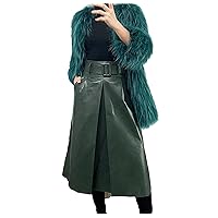 Women Winter Harajuku Maxi Skirt with Belt Folded Large Swing Long Dress