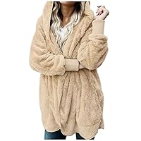 Womens Warm Jacket Casual Loose Long Sleeve Buttons Fleece Hoodies Outwear Trendy Fitted Comfy Outdoors Coats