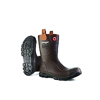 DUNLOP Men's Protective Footwear, LJ2HX42, Purofort RigPRO Full Safety Industrial and Construction, Slip Resistant, Comfortable, 100% Waterproof, Dark Brown, 12