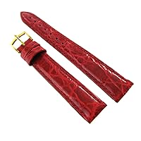 14mm Milano Genuine Certified Crocodile Red Stitched Padded Ladies Watchband
