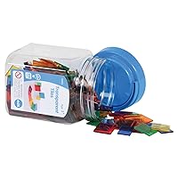 edx education Transparent Tiles - Mini Jar - Colorful, Plastic Squares - Light Box Accessory - Sensory Play - Math Manipulative