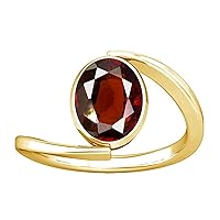 7.25-7.50 Carat Hessonite Gomed Gemstone Panchdhatu Ring for Women