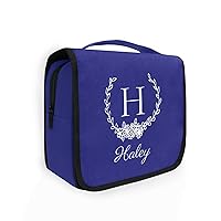 Midnightblue Custom Hanging Toiletry Bag Personalized Initial Name Makeup Cosmetic Bag Travel Toiletry Organizer Large Capacity Cosmetic Case for Toiletries Shaving Brush Storage