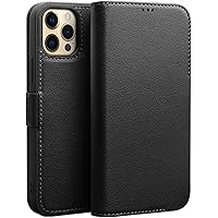 Wallet Case for iPhone 12 Mini/12/12 Pro/12 Pro Max Genuine Leather Folio Phone Cover with Card Slot Kickstand Magnet Flip Book Cover Full Protection Case