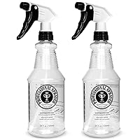 Plastic Spray Bottle (24oz 2 Pack) for Cleaning Solutions, Car Detailing Care, Planting, Pet, Clear Finish, Heavy Duty Empty Spraying Bottles Mist Water Sprayer with Measurements & Adjustable Nozzle
