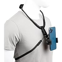 Mobile Phone Chest Strap Mount, Action Camera Neck Holder for VLOG/POV, for iPhone, Samsung and Cell Phones (4 to 7In)