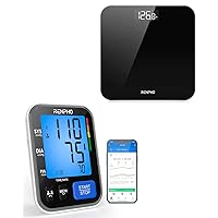 RENPHO Digital Bathroom Scale, Highly Accurate Body Weight Scale with Lighted LED Display, Bluetooth Blood Pressure Machine, RENPHO Wireless Smart BP Monitor Large Cuff with Large Display