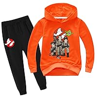 Unisex Girls Boys Ghostbusters Pullover Hoodies and Long Pants Set,Casual Hooded Sweat Suit for Kids