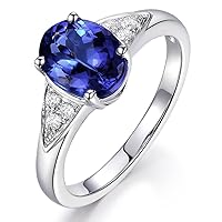 Genuine Tanzanite 1.85 Ct Natural 14K White Gold Diamond Engagement Wedding for Women Gemstone Jewelry