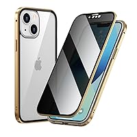 Guppy Compatible with Anti Peeping Case for iPhone 14 Plus Magnetic Glass Case Built-in Camera Lens Protector Privacy Screen Glass Protector Bumper Case Anti peep Cover with Lock Gold