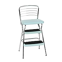 COSCO Stylaire Retro Chair + Step Stool with Flip-Up Seat, Teal
