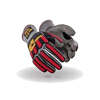 T-REX TRX442 Flex Series Lean Lightweight Impact Gloves, Polyurethane Palm Coated, Size 8/M, Salt & Pepper, Black, 1 Pair