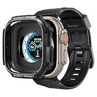 Spigen Rugged Armor Designed for Apple Watch Ultra 49mm Durable TPU Case and Rugged Band Designed for Apple Watch Ultra2/Ultra 49mm, 9/8/7 45mm, SE2/6/SE/5/4 44mm and Series 3/2/1 42mm