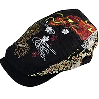 RP61 [Japanese Pattern Embroidery Hunting] Japanese Pattern Hat Dragon Tiger Pattern Cap Japanese Pattern Hat Japanese Pattern Embroidery Mesh Cap Japanese Pattern Men's