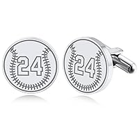 Custom4U Personalized Sport Cufflinks with Name Custom Baseball Cufflinks/Basketball Cufflinks/Football Cufflinks/Rugby Cufflinks Engraved Nameplate Memorial Cufflinks for Men Coach (Gift Box)