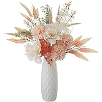 KIRIFLY Fake Artificial Flowers in Vase Faux Silk Flower Table Centerpieces for Wedding Home Décor(Peony Dandelion)