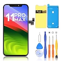 for iPhone 11 Pro Max Screen Replacement, Full HD 6.5-inch LCD Screen and Touch Digitizer Assembly with Repair Tool Kits Waterproof Sticker and Screen Protector Face ID True Tone Programable
