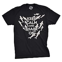 Keep Calm and Shark On T Shirt Funny Aquatic Meme Tee