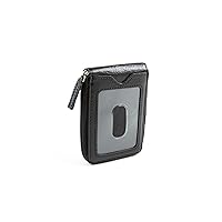 Men's Wallet RFID Zipper Front Pocket Outer ID Black