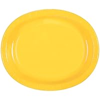 Vibrant Sunflower Yellow Oval Plates (Pack of 8) - Premium Quality, Large Size, Sturdy & Elegant - Perfect for Parties, Weddings, and Special Events