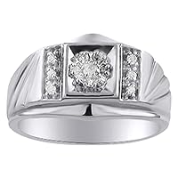 Rylos Mens Rings 14K White Gold - Mens Diamond Ring Rings For Men Mens Jewelry Gold Rings