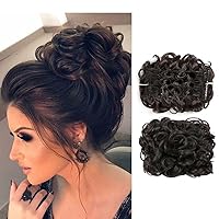 Fluffy Bun Hairpieces Messy Curly Updo Hair Extensions Synthetic Chignon Accessories for Women Scrunchies Wigs with Large Comb Color #2