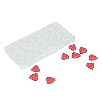 Restaurantware Pastry Tek 10.8 x 5.3 Inch Chocolate Shaping Mold 1 Freezable Candy Mold - 21 Cavities Heart-Shaped Clear Polycarbonate Chocolate Mold Dishwashable Easy To Release