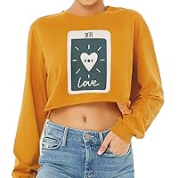 Tarot Card Cropped Long Sleeve T-Shirt - Love Women's T-Shirt - Heart Long Sleeve Tee