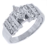 14k White Gold 1.51 Carats Marquise & Brilliant Round Diamond Engagement Ring