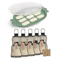Haakaa Silicone Nibble Freezer Tray&Breastmilk Storage Bags Combo 9oz Set-Breastmilk Teething Popsicle Mold|Reusable Leak Proof Breast Milk Storing Freezer Bags for Breastfeeding
