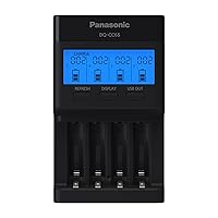 Panasonic BQ-CC65AKBBA Super Advanced eneloop pro and eneloop 4-Position Quick Charger with LCD Indicator Panel and USB Charging Port, Black