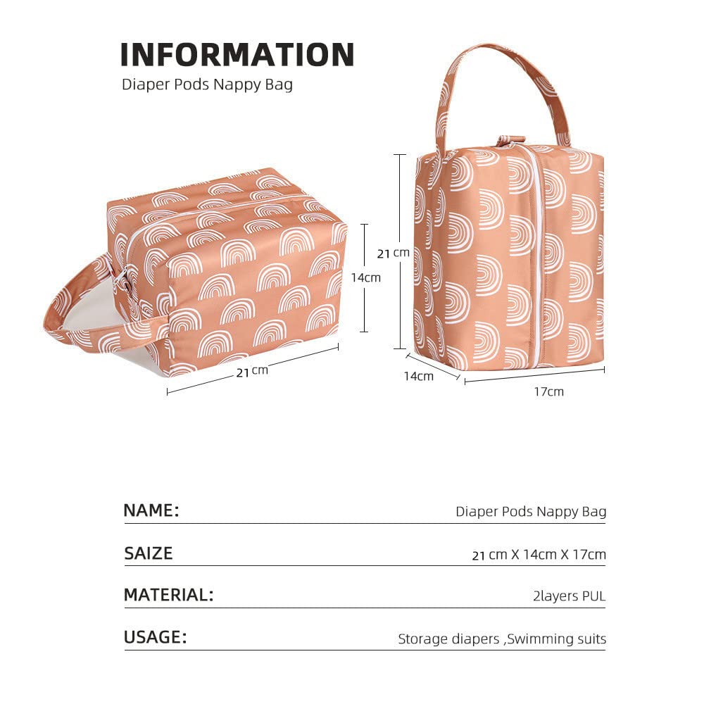 Baby Wet Dry Bag 3PCS Diaper Organizer Bag Nappy Pouch Water- resistan Diaper Pod for Baby Stroller, Diaper Bag,Travel Bag